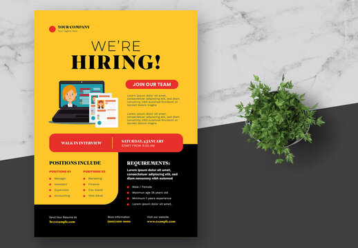 Black and Yellow Company Job Vacancy Flyer