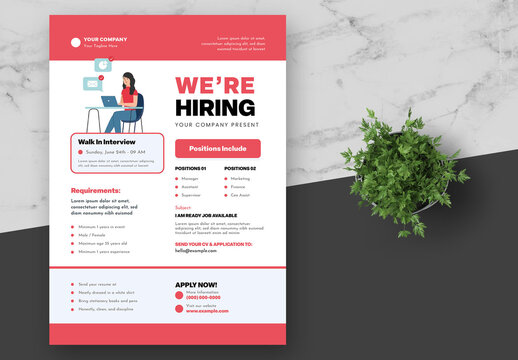 Black and Pink Company Open Job Vacancy Flyer