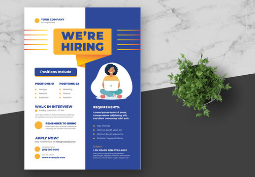Yellow and Blue Company Job Vacancy Flyer