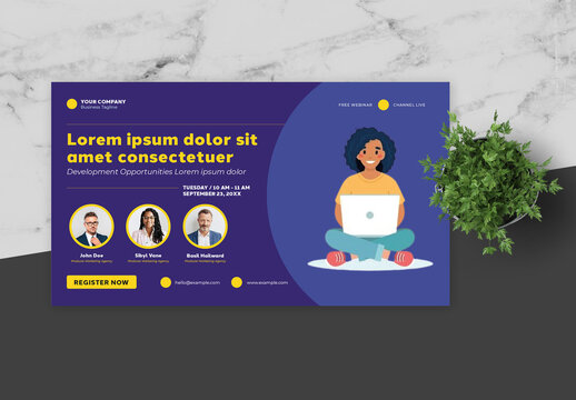 Blue and Yellow Virtual Scholarships Social Media Event Image