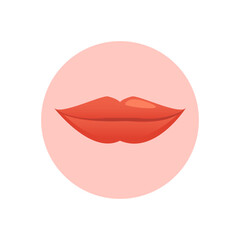 Seductive smile with plump lips after filler injection. Cosmetology and beauty treatment concept. Flat vector illustration on white background.