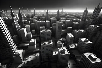 black and white city, Generative AI