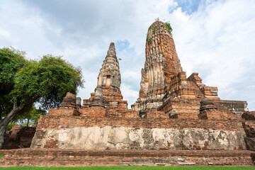 Fototapeta na wymiar Asia thailand ayutthaya historical park. Image of pagoda in ayuthaya, Thailand.