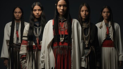 A modern street fashion look with elements of authentic Native American Indian. National Native American Heritage Month concept