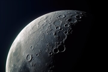 close up aerial of moon many crater 