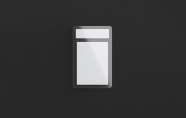 Blank transparent plastic trading card mockup, dark background