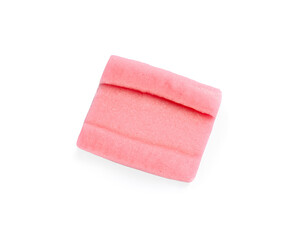 Obraz na płótnie Canvas One tasty pink bubble gum isolated on white, top view