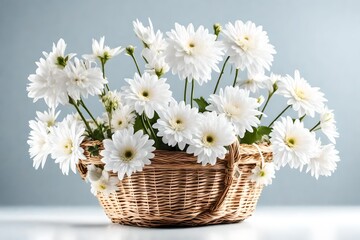 Fototapeta na wymiar bouquet of white flowers in a basket