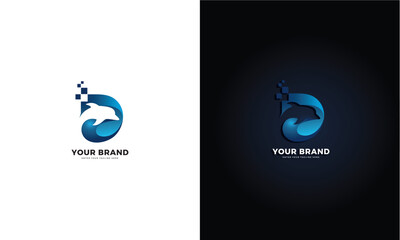 Technology dolphin logo, vector graphic design © Rouf Creative
