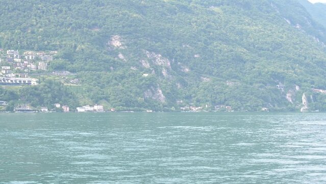 Panoramic view of Lake Lugano from Castagnola to Gandria, Switzerland