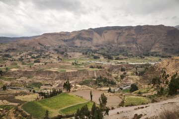 Reise durch Südamerika, Peru. Wandern im Colca Canyon entlang des Rio Colca.