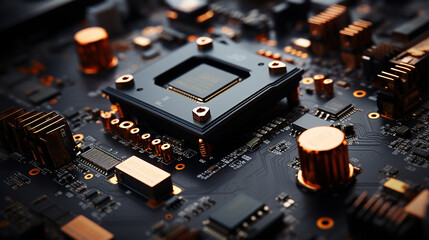 close up of computer circuit board