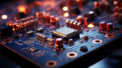Fototapeta na wymiar close up of computer circuit board