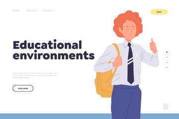 Educational environments for students international diversity landing page design template