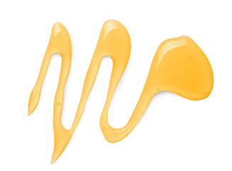 Delicious fresh honey isolated on white, top view