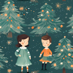 Christmas is here! Varied Pattern Illustration. Generative AI illustration.