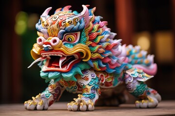 Fototapeta na wymiar Traditional colorful chinese lion