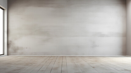 Empty room concrete wall and wooden floor, Interior background for the presentation. 
