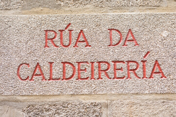 name sign of street in Santiago de Compostela, A Coruña, Galicia