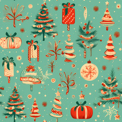 Christmas is here! Varied Pattern Illustration. Generative AI illustration.