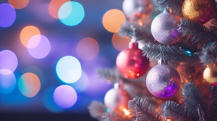Obraz na płótnie Canvas Christmas tree decorated with ornaments. Generative Ai.