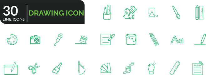 Drawing & Painting Editable outline icons. 