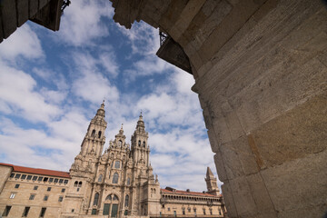 Facade of cathedral of Santiago de Compostela,  pilgrimage,   monument,  Tourism,  Galicia