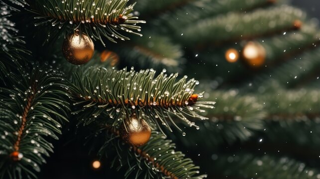 Close-up pictures of Christmas trees, Christmas decoration, Generative AI.