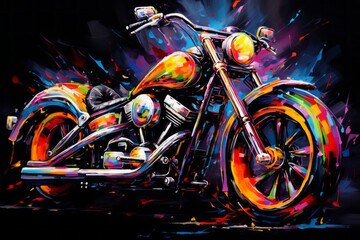 Fototapeta na wymiar Cool motorcycle with a bright paint job. Beautiful illustration picture