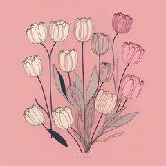 Fototapeta premium hand drawn flat design simple flower outline made with Generative AI