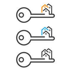 Key with house shape - vector, illustration.