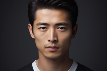 Generative AI technology photo of young asian confident man with black hair