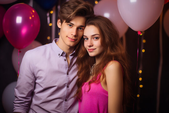 Generative AI technology picture of young people hanging out theme celebration party decorations