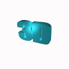 Bright blue 3D shape text or word 3d