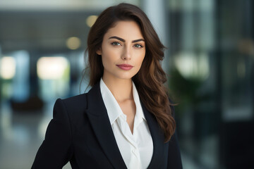 Generative AI picture portrait of amazing gorgeous office worker young woman