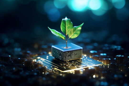 Picture generative AI concept saving of ecology technology science for the development of sustainability