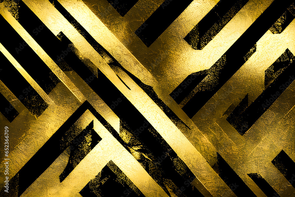 Canvas Prints golden and black grunge background with geometric abstract shapes.