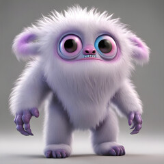 Obraz premium cute little monster smooth skin soft fur bright eyes