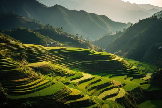 view of a vast and lush rice field