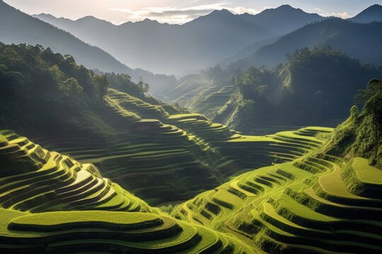 view of a vast and lush rice field