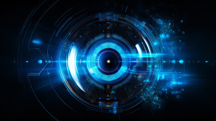 Futuristic eye scan. Technology background concept. Generative AI.