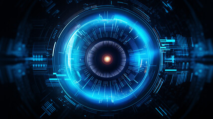 Fototapeta premium Futuristic eye scan. Technology background concept. Generative AI.