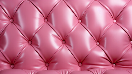 Beautiful pink leather upholstery sofa with buttons. Skin texture.
