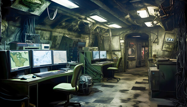 Fiction bunker military command post.