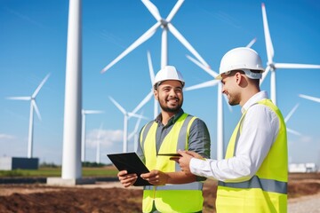 engineer with wind turbine