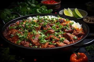Fotobehang Spicy lamb curry with a rich and aromatic sauce © Bogdan