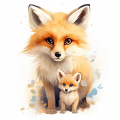 Obraz premium Cute foxes in watercolor style. Vector illustration for your design