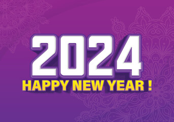 2024 New Year greeting banner_mandala_vintage design