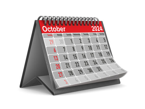 2024 year. Calendar for October. Isolated 3D illustration
