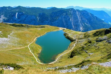 Naklejka na ściany i meble Augstsee lake view, Loser hiking area, Austrian Alp
